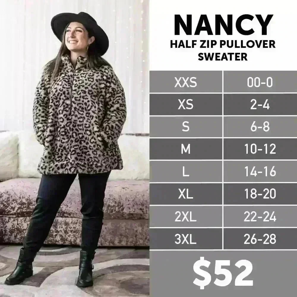 LuLaRoe Nancy Half-Zip Black Gray Aztec Jacket Large